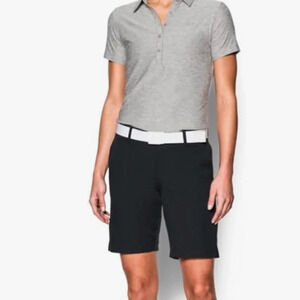 Under Armour Women’s Fitted Shorts Size 4 HeatGear Black Flat Front Pockets Golf